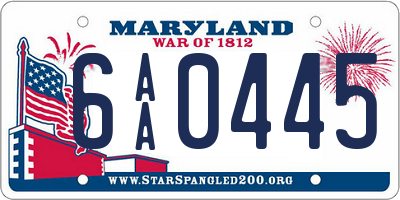 MD license plate 6AA0445