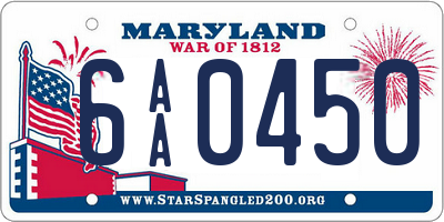 MD license plate 6AA0450