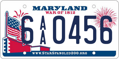 MD license plate 6AA0456