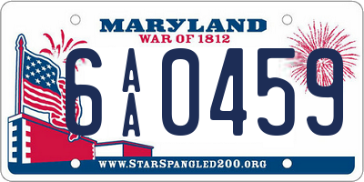 MD license plate 6AA0459