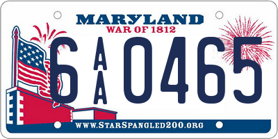 MD license plate 6AA0465