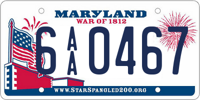 MD license plate 6AA0467