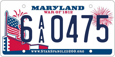 MD license plate 6AA0475