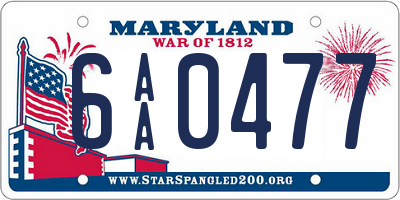 MD license plate 6AA0477