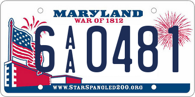 MD license plate 6AA0481