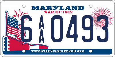 MD license plate 6AA0493