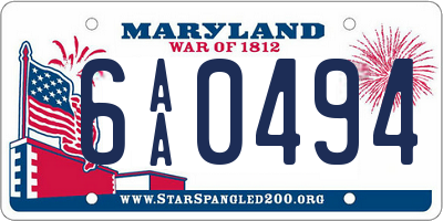 MD license plate 6AA0494