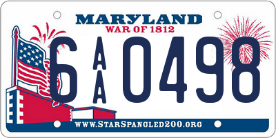 MD license plate 6AA0498