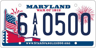 MD license plate 6AA0500