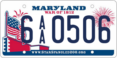 MD license plate 6AA0506