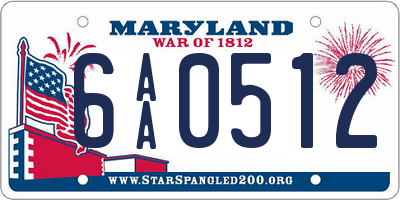 MD license plate 6AA0512