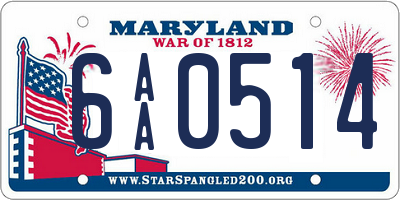 MD license plate 6AA0514