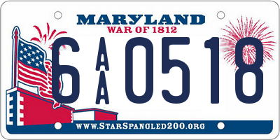 MD license plate 6AA0518