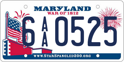 MD license plate 6AA0525