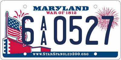 MD license plate 6AA0527