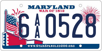 MD license plate 6AA0528