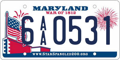 MD license plate 6AA0531