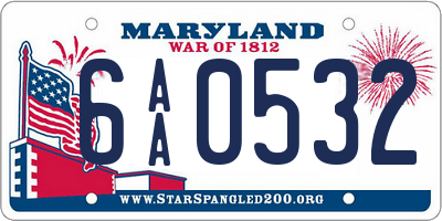 MD license plate 6AA0532