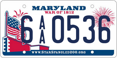 MD license plate 6AA0536