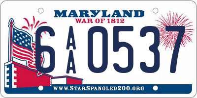 MD license plate 6AA0537