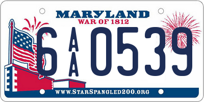 MD license plate 6AA0539