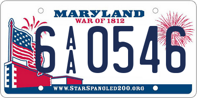 MD license plate 6AA0546