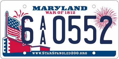 MD license plate 6AA0552