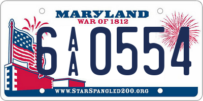 MD license plate 6AA0554