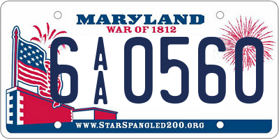 MD license plate 6AA0560