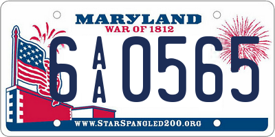 MD license plate 6AA0565