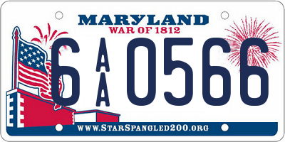 MD license plate 6AA0566