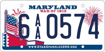 MD license plate 6AA0574