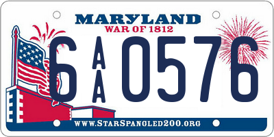 MD license plate 6AA0576