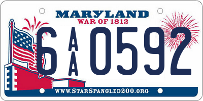 MD license plate 6AA0592