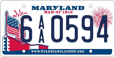 MD license plate 6AA0594