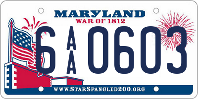 MD license plate 6AA0603