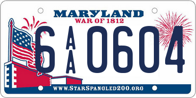 MD license plate 6AA0604