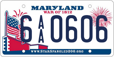 MD license plate 6AA0606