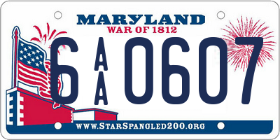 MD license plate 6AA0607