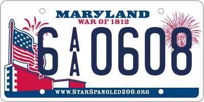 MD license plate 6AA0608