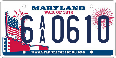 MD license plate 6AA0610