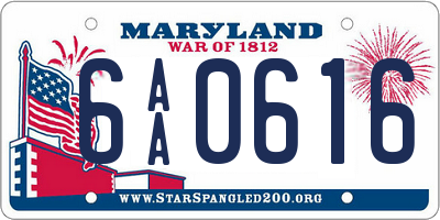 MD license plate 6AA0616