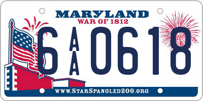 MD license plate 6AA0618