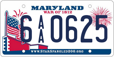 MD license plate 6AA0625