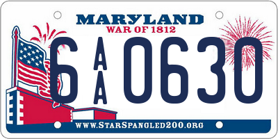 MD license plate 6AA0630