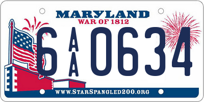 MD license plate 6AA0634