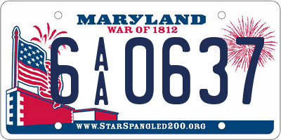 MD license plate 6AA0637