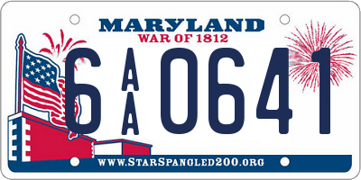 MD license plate 6AA0641