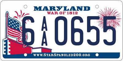 MD license plate 6AA0655