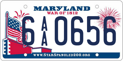 MD license plate 6AA0656